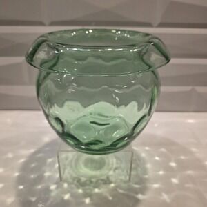 Heisey Moongleam Rose‎ Bowl Diamond Optic Rolled Edge